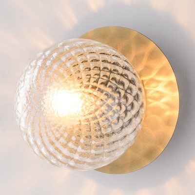Applique o plafoniera con sfera in vetro trasparente artistico 1 luce base in metallo bronzato  4367