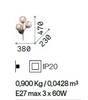 Immagine aggiuntiva di Applique 3 sfere ambra E27 KEPLER AP3 IDEAL LUX