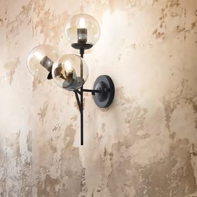 Applique nera mazzolino 3 sfere ambra E27 KEPLER AP3 IDEAL LUX