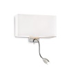 Applique camera da letto rettangolo tessuto bianco dettagli cromo 32x22,5 HOTEL AP2 BIANCO IDEAL LUX