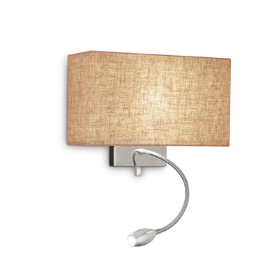 Applique tessuto grezzo rettangolare con luce lettura LED cromo HOTEL AP2 CANVAS IDEAL LUX