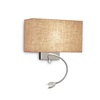Applique tessuto grezzo rettangolare con luce lettura LED cromo HOTEL AP2 CANVAS IDEAL LUX