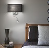 Applique moderna nera camera da letto in tessuto con luce lettura direzionabile HOTEL AP2 NERO IDEAL