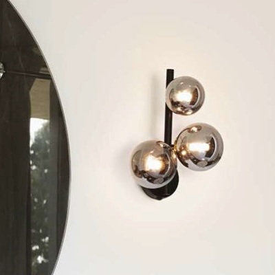 Applique a parete moderna nera tre sfere piccole e grandi PERLAGE AP3 FUME IDEAL LUX