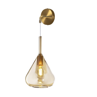 Applique oro satinato con vetro ambra ampolla e filo  42673