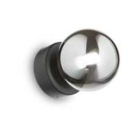Applique piccola sfera da 10cm fum&egrave; con struttura nera PERLAGE AP1 FUME IDEAL LUX