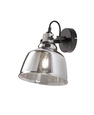 Applique moderna vetro cromo orientabile e metallo nero - Design industrial per luce direzionabile V