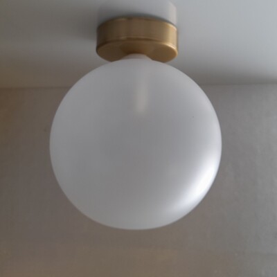 Plafoniera o applique vetro globo bianco base oro opaco 15cm  42003