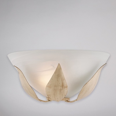 Applique a vaschetta vetro bianco decoro foglie avorio  42459
