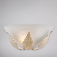 Applique a vaschetta vetro bianco decoro foglie avorio  42459