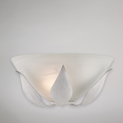 Applique vaschetta classica vetro alabastro bianco foglie bianche  42460