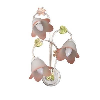 Applique 3 luci mazzolino di fiorellini rosa e foglie verdi 41218 LUCI MODERNE