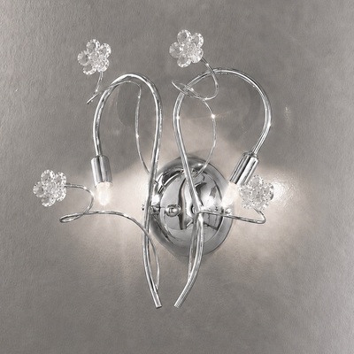 Lampada da parete 2 luci cromata fiori colorati o cristallo 02555/AP2-CF TESSA DUE P