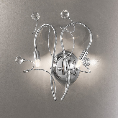 Applique 2 luci gioiello cromo sferette sfaccettate cristallo e color 02555/AP2-CS TESSA DUE P