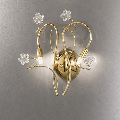 Applique dorata 2 luci con corolle di cristallo 02559/AP2-CF TESSA DUE P