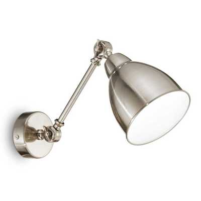 Applique a faretto vintage nickel con braccio con snodo NEWTON AP1 NICKEL IDEAL LUX