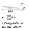 Particolare di Luce sopra specchio bagno righello 60cm LED bianca 3000K IP54 MAKE-UP AP D60 IDEAL LU