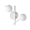 Particolare di Applique moderna incrocio di bacchette e sfere bianche ATLAS AP2 BIANCO IDEAL LUX