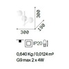 Misure Applique moderna incrocio di bacchette e sfere bianche ATLAS AP2 IDEAL LUX