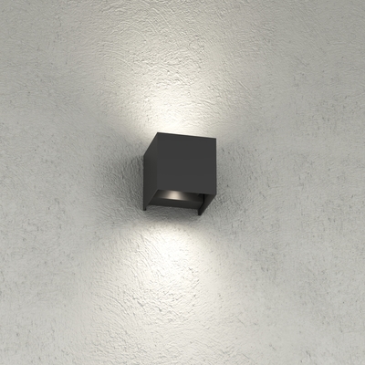 Applique LED nera a cubo 10x10cm per esterni/interni doppia emissione IP65  45675
