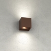 Applique da esterno nota calda finitura corten 12x12cm LED 20W a doppia emissione  45669
