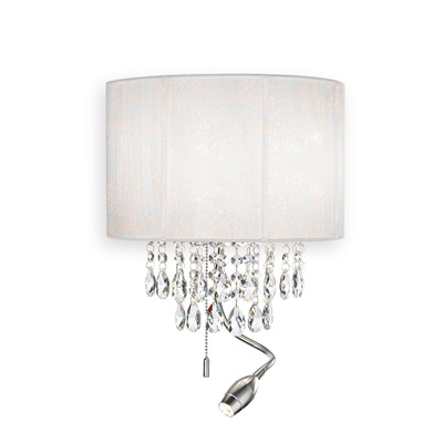 Applique con luce lettura fascia preziosa acrilico e cristalli OPERA AP3 IDEAL LUX