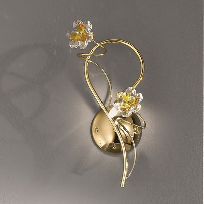 Lampada da parete gioiello oro fiori cristallo comodini e piccole superfici 02559/AP1-CF TESSA DUE P