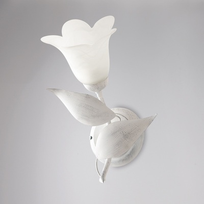 Applique a fiore con mazzolino di foglie bianco argento  42395