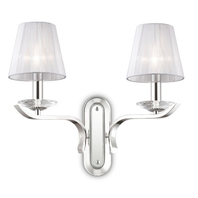 Applique 2 luci moderna con bracci sinuosi cromo e paralumi plissettati PEGASO AP2 BIANCO IDEAL LUX