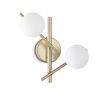Lampada a parete bacchette metallo dorato e sfere contemporanea ATLAS AP2 ORO IDEAL LUX