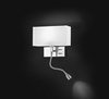 Applique rettangolare tessuto doppia luce diffusa e lettura interruttore a destra 5882-CR-DX PERENZ
