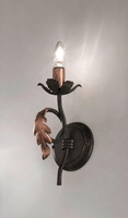 Applique ruggine e oro 1 luce all&rsquo;ins&ugrave; con ricciolo e foglia  45538