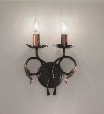 Applique 2 luci ruggine oro effetto candelabro  45540