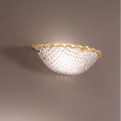 Applique moderna e classica a vaschetta in vetro graniglia bianco profilo ambra ondulato  41411