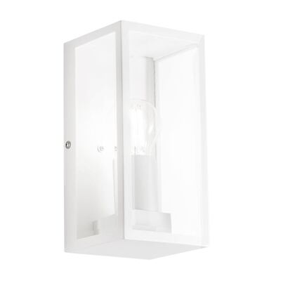 Applique vetro trasparente struttura squadrata metallo bianco  42802