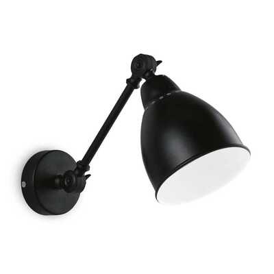 Lampada da parete nera con braccio direzionabile e faretto snodato NEWTON AP1 NERO IDEAL LUX