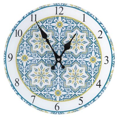 Orologio arabesco stampa maioliche blu verde 30cm  38613