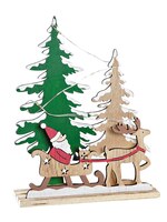 Babbo Natale con slitta e albero di Natale con LED 14x18cm  42576