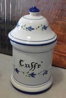 Barattolo scritta caff&egrave; ceramica decoro blu 3021 EUROKERAMIC