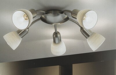 Plafoniera lampadario a soffitto 5 luci in vetro montatura nickel 88476 DAKAR EGLO