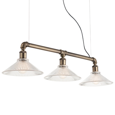 Lampadario lineare 3 cappelli bronzato ASTRID SP3 BRUNITO IDEAL LUX