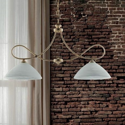 Lampadario a bilanciere catena 2 luci avorio vetro bianco moderno o classico 41329 LUCI E COLORI