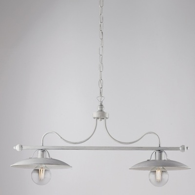 Lampadario bilanciere 2 luci 87cm bianco antichizzato argento fascino retr&ograve; CANTINA LUCI E COLORI