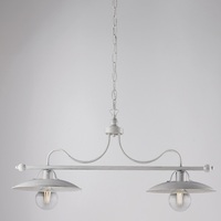 Lampadario bilanciere 2 luci 87cm bianco antichizzato argento fascino retr&ograve; CANTINA LUCI E COLORI