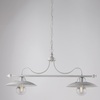 Lampadario bilanciere 2 luci 87cm bianco antichizzato argento fascino retr&ograve; CANTINA LUCI E COLORI