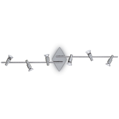 Plafoniera soffitto o parete con 6 faretti LED binario acciaio spazzolato SLEM PL6 NICKEL IDEAL LUX