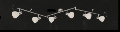 Binario lampadario da soffitto con 6 faretti orientabili in vetro bianco 54918-6 GLOBO LIGHTING