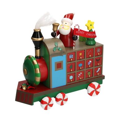 Trenino rosso con calendario dell&rsquo;avvento 30x27cm  38524