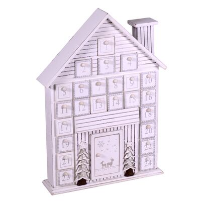 Calendario dell&rsquo;avvento in legno a forma di casetta bianca  38523