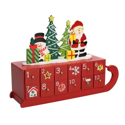 Slitta rossa in legno con calendario dell&rsquo;avvento  38526